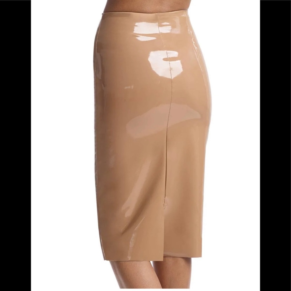 COPY - FAUX PATENT LEATHER MIDI SKIRT COCOA M